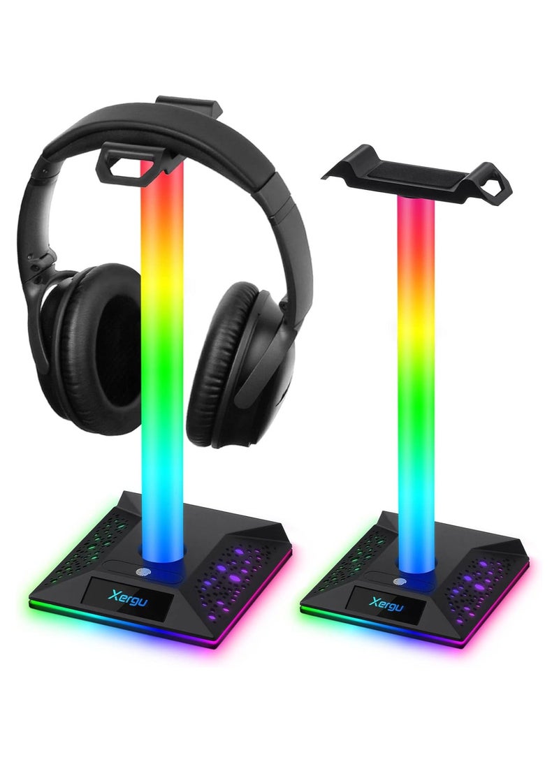 general RGB Gaming Headset Stand with 3.5mm AUX and 2 USB Ports Stylish Gaming Headset Stand The Ideal Desktop Accessory for Your Headset - Image 1