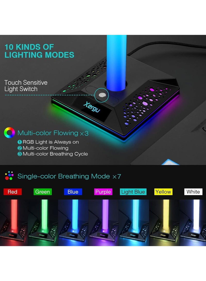 general RGB Gaming Headset Stand with 3.5mm AUX and 2 USB Ports Stylish Gaming Headset Stand The Ideal Desktop Accessory for Your Headset - Image 3