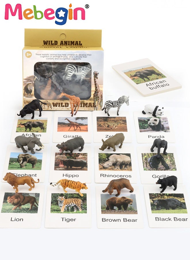 MEBEGIN 12PCS Realistic Wild Animals Figures with 12 Cards, Early Educational Toy for Kids, Fun Animal Model Toys, Parent-child Interactive Toy, Easy to Organize and Carry, Ideal Gift for Kids Aged 3+ - Image 1