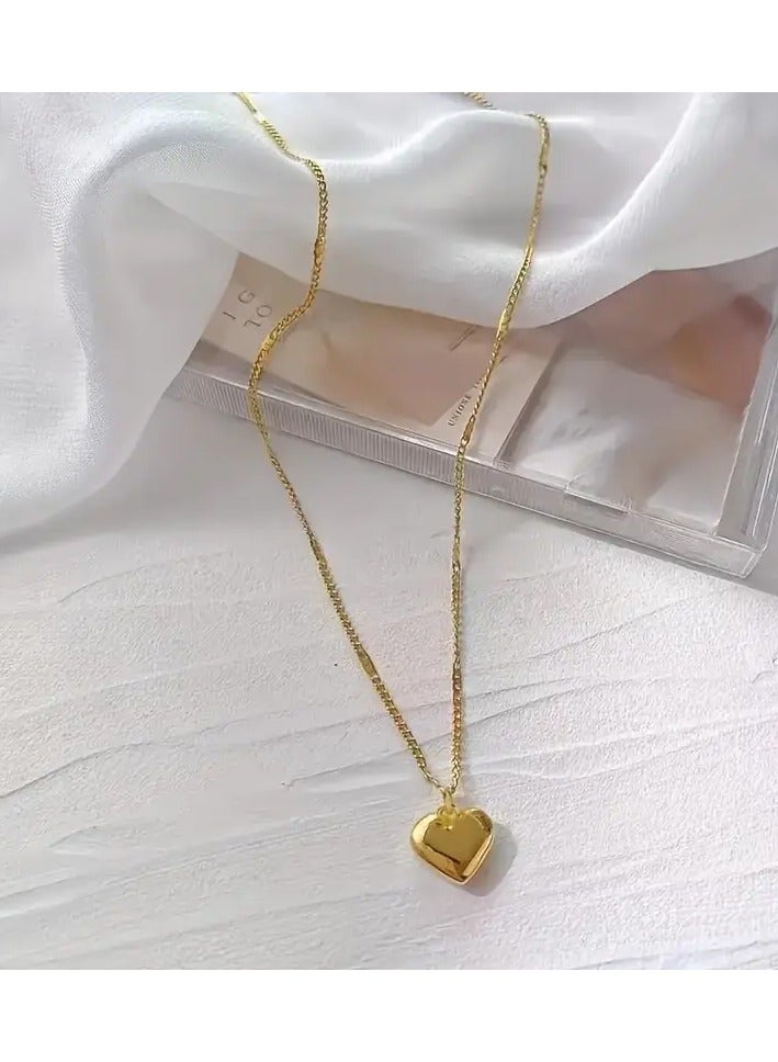 Goolsky 1pc Stainless Steel Small Golden Heart Pendant Necklace, Classic Elegant And Exquisite Jewery, Best Gifts For Your Loved One - Image 4