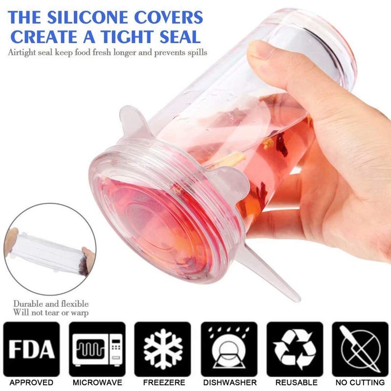 Debire Microwave Safe Silicone Stretch Lids Flexible Covers, Medium, Set of 6 - Image 3