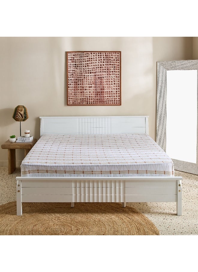 Home Box Malta Lattice Printed Cotton King Flat Sheet - 240x260 cm  - Image 3
