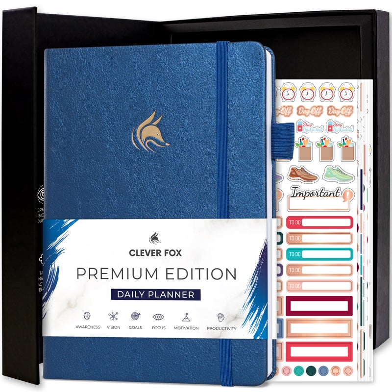 Clever Fox Planner Daily Premium Undated Daily Planner with Hourly Schedule Personal Organizer Productivity Journal 6 Months Mystic Blue