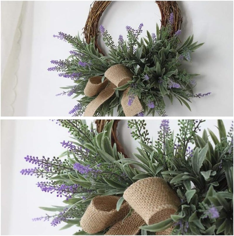 ويوبلز إكليل زهور الخزامى، زينة من الخيزران مع عقدة فيونكة، زينة صناعية، زينة للباب الأمامي، النافذة، الجدار، زينة معلقة، لوازم حفلات احتفالية - Image 5