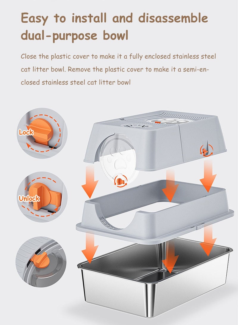 كيدل الأبحاث المتعلقة ب غير القابل للصدأ مربع القمامة القط مع غطاء - Image 4