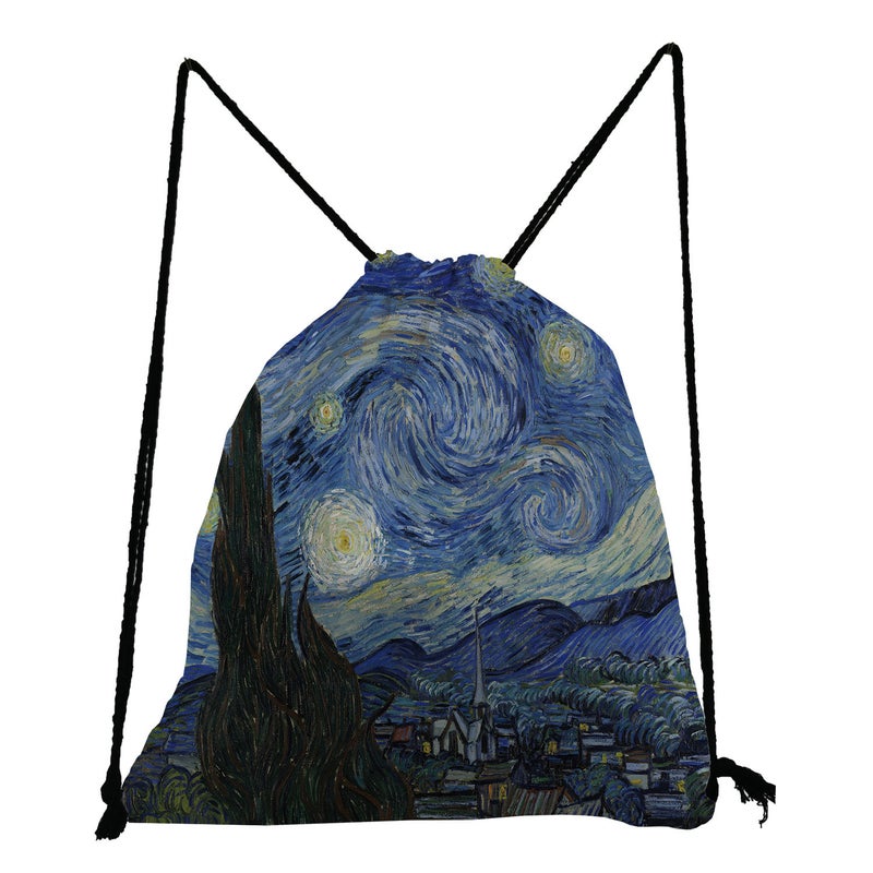 Oil Painting Printing Storage Bag Multi-Functional Campus Student Shoulder Bag Outdoor Travel Bundle Pocket - Image 1