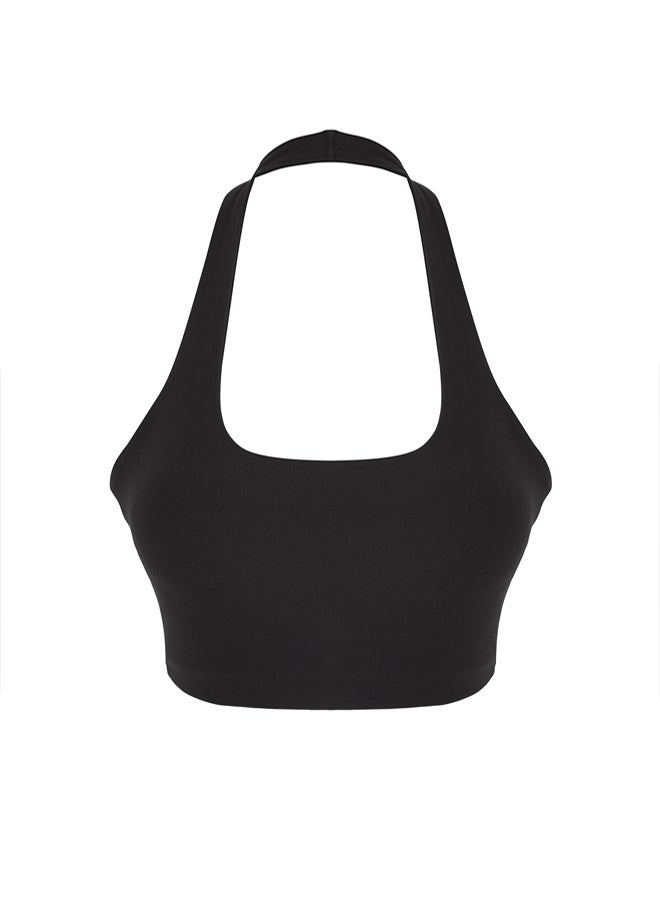 trendyol Black Brushed Soft Fabric Backing/Contouring Thick Strap Knitted Sports Bra - Image 1
