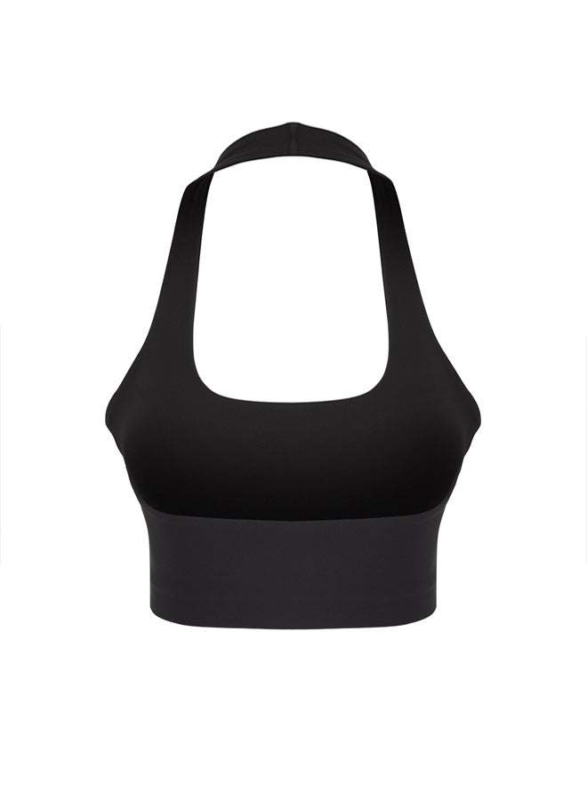 trendyol Black Brushed Soft Fabric Backing/Contouring Thick Strap Knitted Sports Bra - Image 4