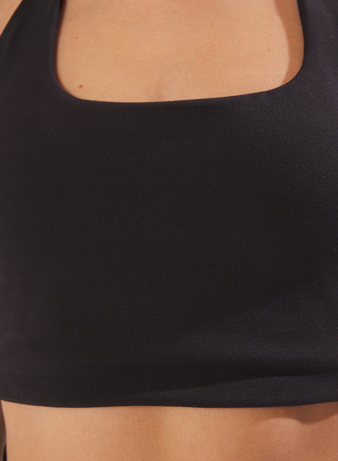 trendyol Black Brushed Soft Fabric Backing/Contouring Thick Strap Knitted Sports Bra - Image 5