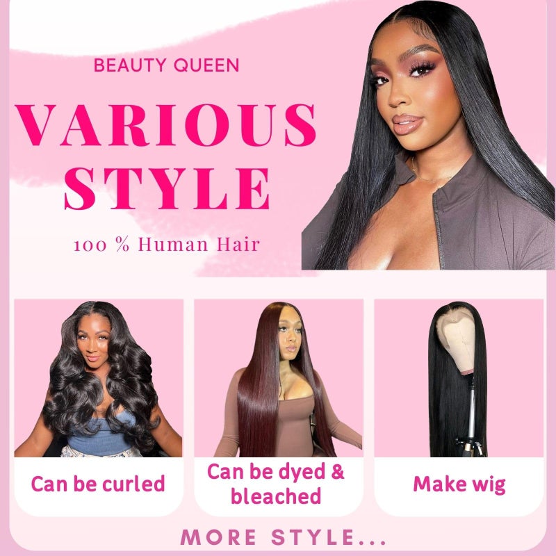 Beauty Queen 16A Brazilian Straight Bundles Human Hair (20 22 24 Inch) 100% Unprocessed Straight Human Hair Quick Weave Hair 3 Bundles Thick Remy Virgin Hair Extensions Natural Color - Image 4