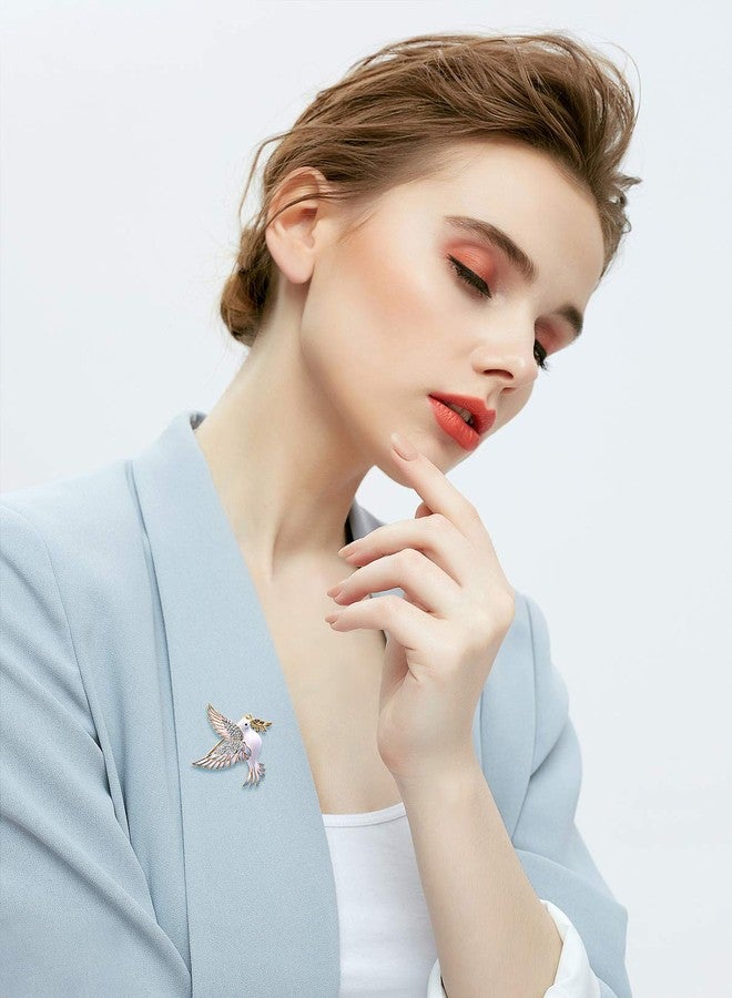 Santuzza Pigeon Brooch 925 Sterling Silver Enamel Bird White Cubic Zirconia Brooches Pin for Women - Image 5
