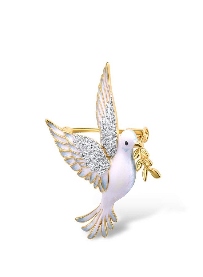 Santuzza Pigeon Brooch 925 Sterling Silver Enamel Bird White Cubic Zirconia Brooches Pin for Women - Image 1