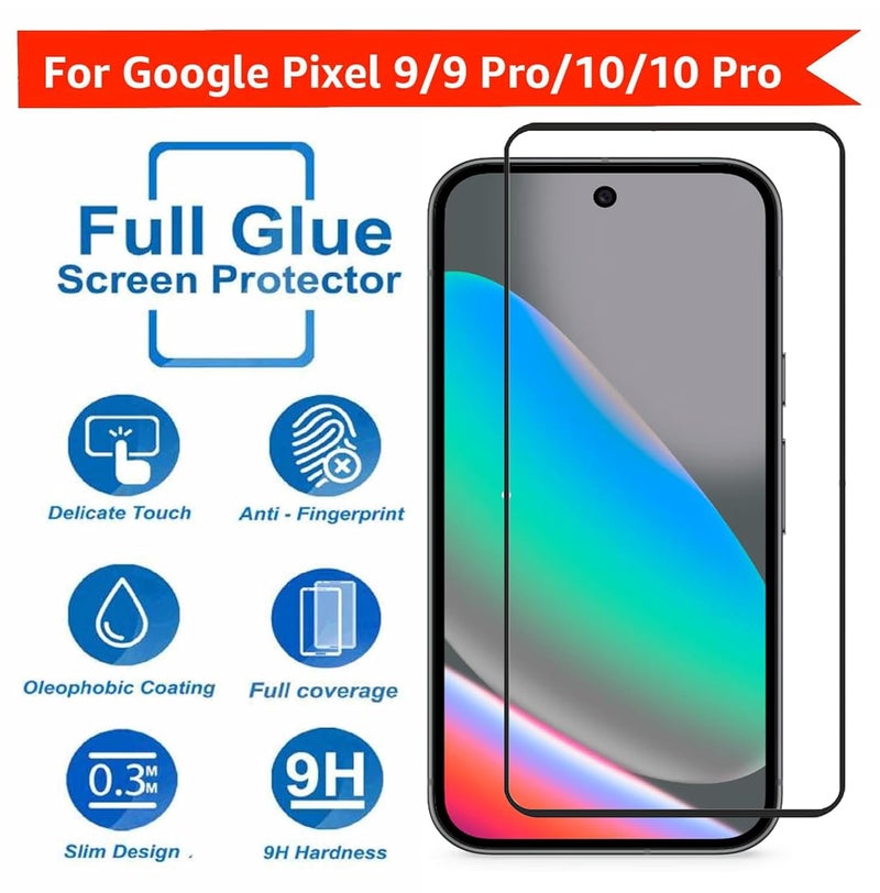 FabeKee 1 Pack Tempered Glass Screen Protector Compatible For Google Pixel 10 / Google Pixel 10 Pro / Google Pixel 9 / Google Pixel 9 Pro Black Cellphone With Edge To Edge Coverage And Easy Installation Kit - Image 4