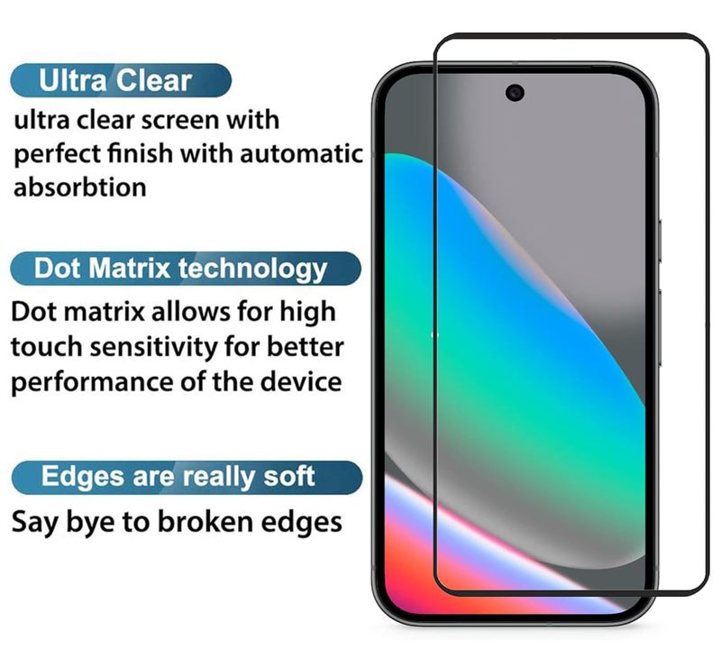 FabeKee 1 Pack Tempered Glass Screen Protector Compatible For Google Pixel 10 / Google Pixel 10 Pro / Google Pixel 9 / Google Pixel 9 Pro Black Cellphone With Edge To Edge Coverage And Easy Installation Kit - Image 3