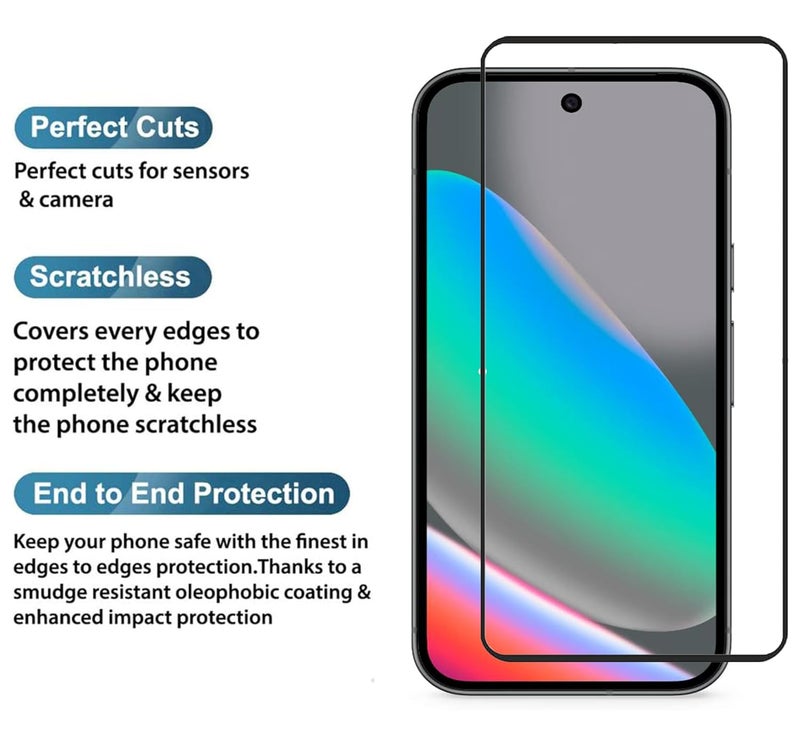 FabeKee 1 Pack Tempered Glass Screen Protector Compatible For Google Pixel 10 / Google Pixel 10 Pro / Google Pixel 9 / Google Pixel 9 Pro Black Cellphone With Edge To Edge Coverage And Easy Installation Kit - Image 2