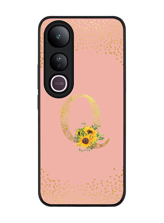 Stylizedd For vivo V50 Lite Case,Slim fit Camera Protection, Shockproof Thin Phone cover  - Custom Floral Monogram - Q  (Rose Pink )