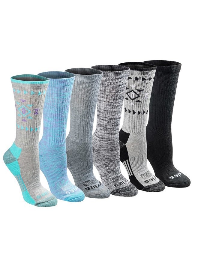 Dickies Women's Dri-Tech Fashion Moisture Control Crew Socks (5/6/12 (S-XL), Tribal (6 Pairs), Medium - Image 1