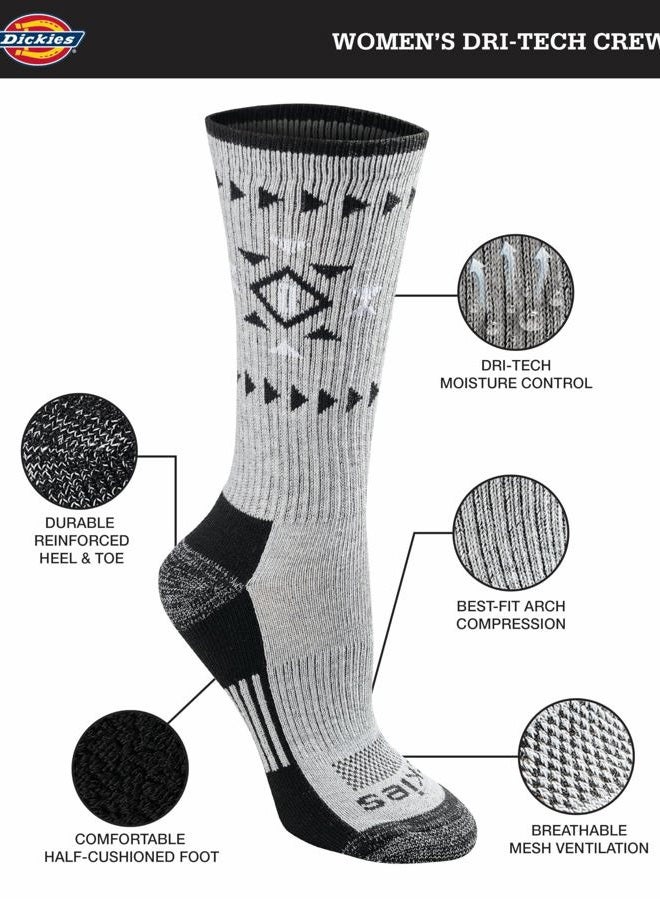 Dickies Women's Dri-Tech Fashion Moisture Control Crew Socks (5/6/12 (S-XL), Tribal (6 Pairs), Medium - Image 2