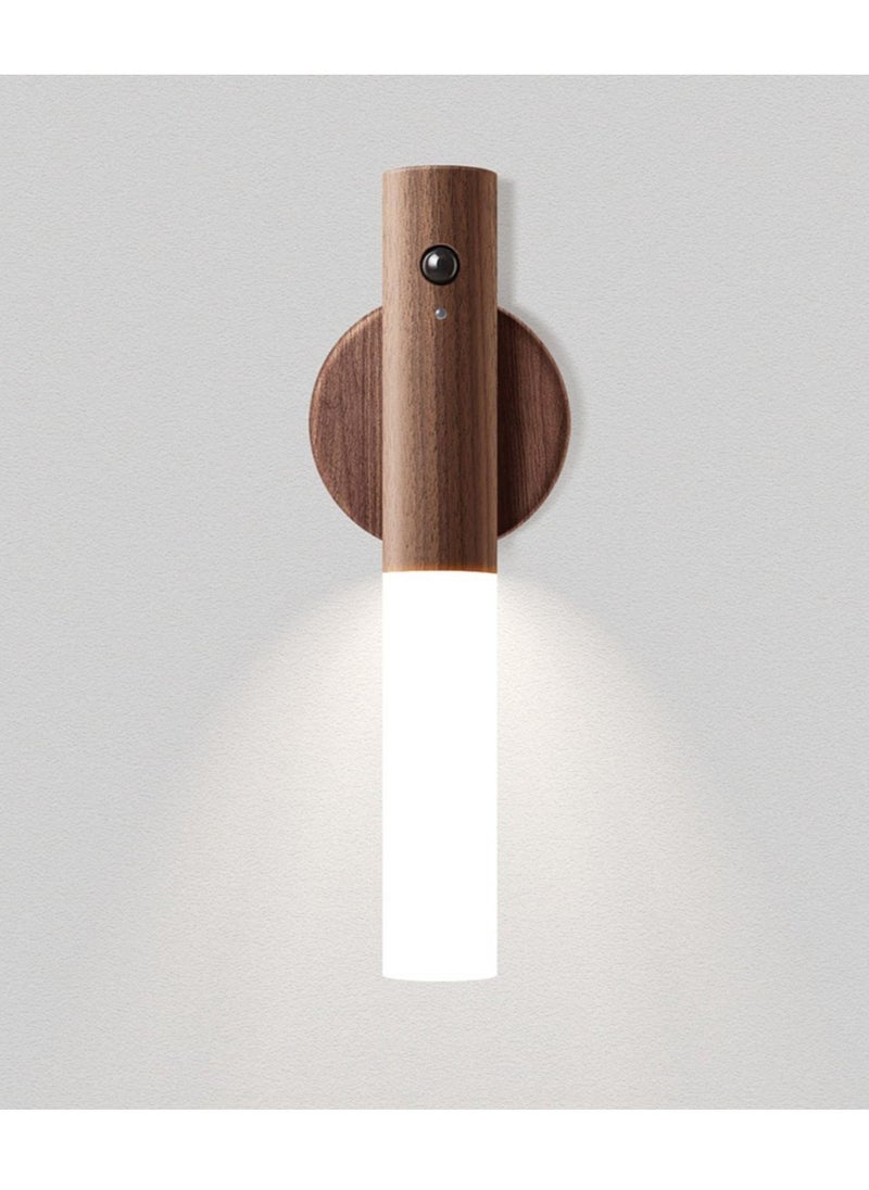 MIXDE Motion Sensor Night Lights Magnet Body Sensor Hallway, Rechargeable Led Light Portable Stairway, Wooden Wall Sconce Battery Powered Cabinet Lights  - Image 1