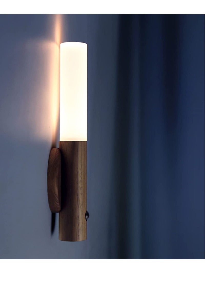 MIXDE Motion Sensor Night Lights Magnet Body Sensor Hallway, Rechargeable Led Light Portable Stairway, Wooden Wall Sconce Battery Powered Cabinet Lights  - Image 2