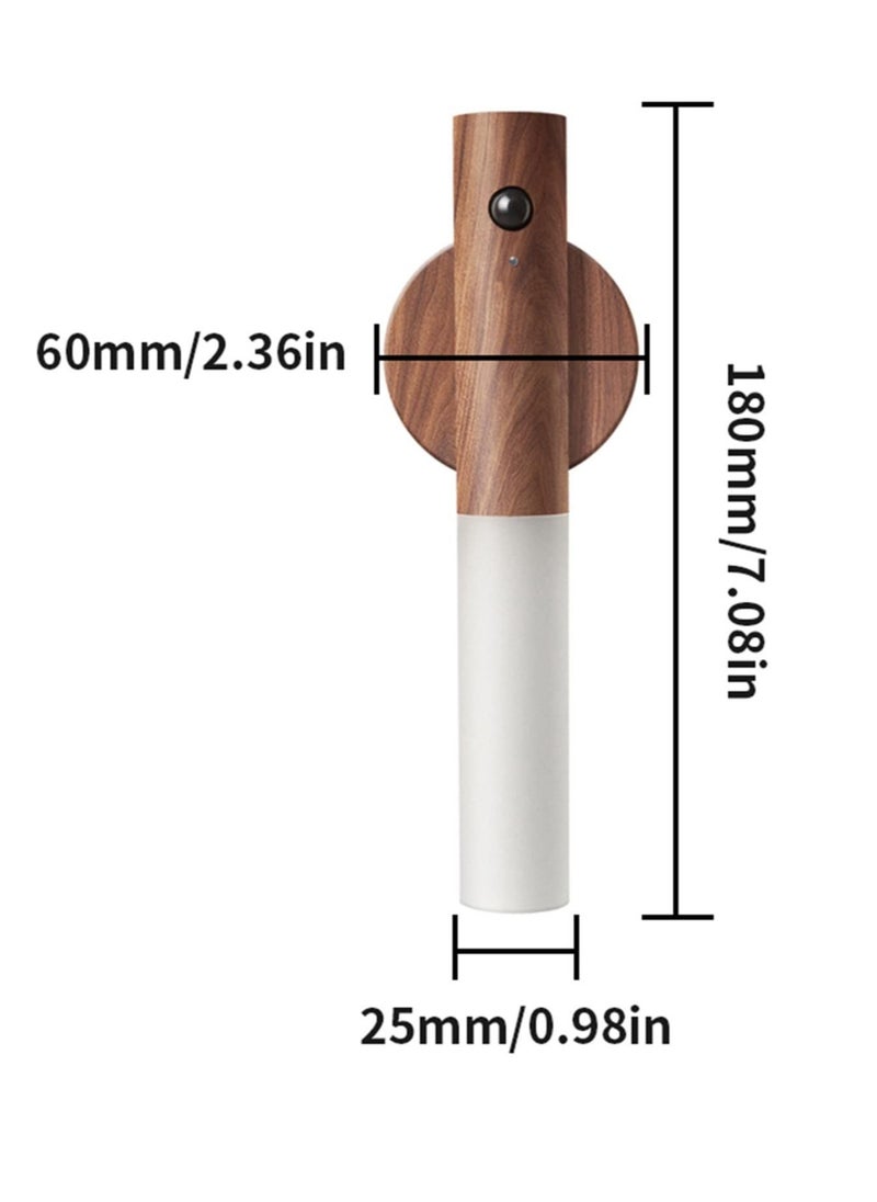 MIXDE Motion Sensor Night Lights Magnet Body Sensor Hallway, Rechargeable Led Light Portable Stairway, Wooden Wall Sconce Battery Powered Cabinet Lights  - Image 4
