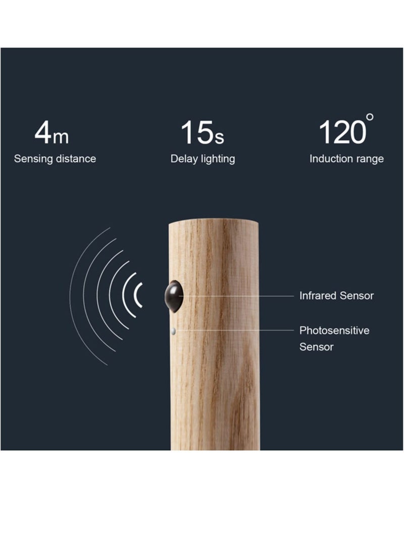 MIXDE Motion Sensor Night Lights Magnet Body Sensor Hallway, Rechargeable Led Light Portable Stairway, Wooden Wall Sconce Battery Powered Cabinet Lights  - Image 5