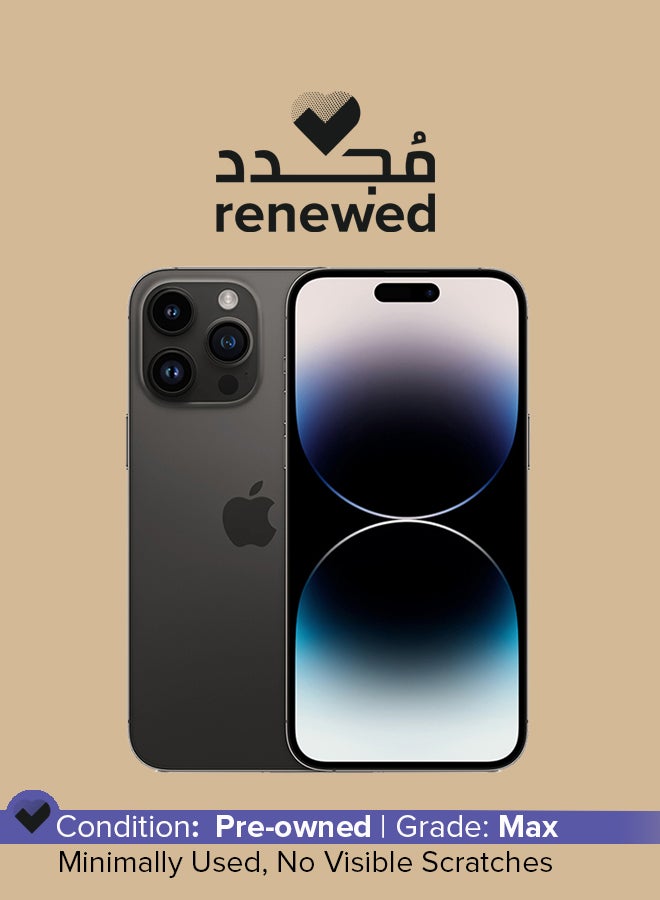 ابل  مجدد - آيفون 14 برو 128 جيجابايت أسود فضائي 5G مع فيس تايم - النسخة الأمريكية (e-SIM فقط) - Image 1