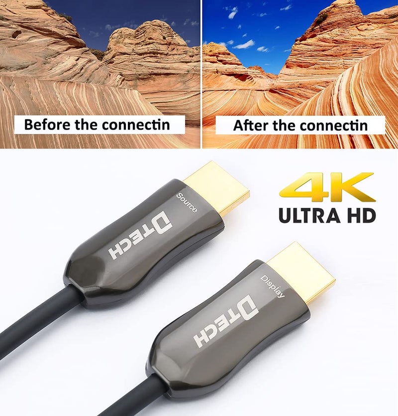 DTech 4K Fiber Optic HDMI Cable 50ft Long Thin Optical HDMI 2.0 Cable 4K60Hz 18Gbps High Speed Slim UHD Video Cord 50 Feet for Monitor Projector - Image 5