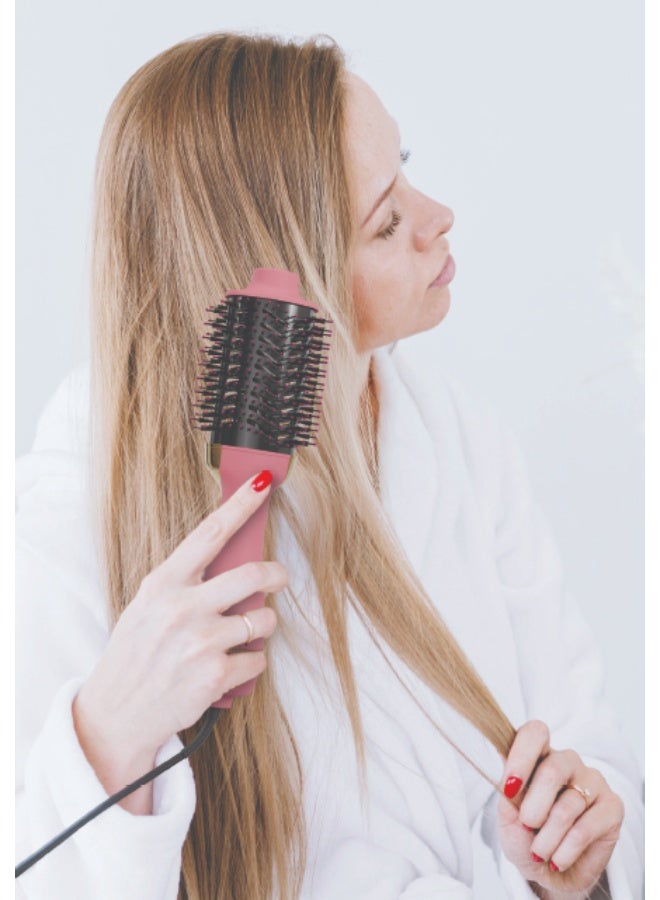بورودو فرشاة تصفيف الشعر من شاينويرل بتقنية أيون إنفيوجن وتقنية التجفيف السريع / مستويات حرارة قابلة للتعديل / أطراف كروية لتدليك فروة الرأس / تصميم مريح / مكواة فرد الشعر ومجفف الشعر - وردي - Image 2