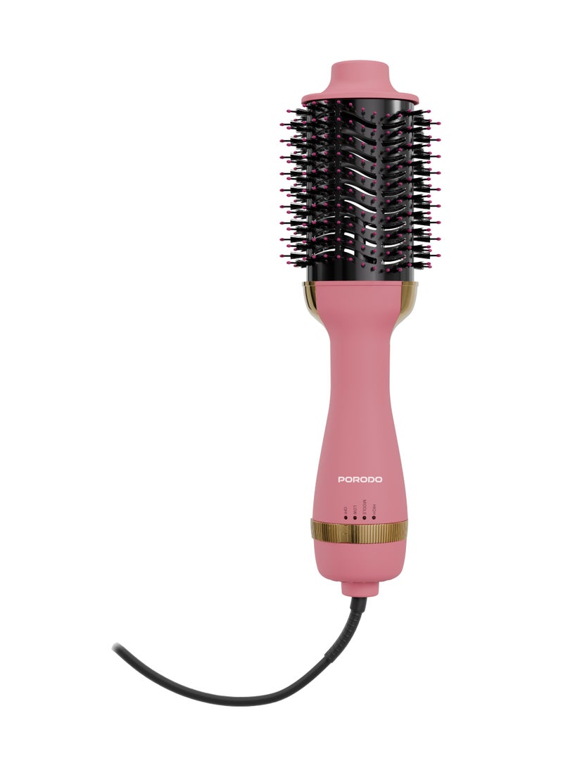 بورودو فرشاة تصفيف الشعر من شاينويرل بتقنية أيون إنفيوجن وتقنية التجفيف السريع / مستويات حرارة قابلة للتعديل / أطراف كروية لتدليك فروة الرأس / تصميم مريح / مكواة فرد الشعر ومجفف الشعر - وردي - Image 1