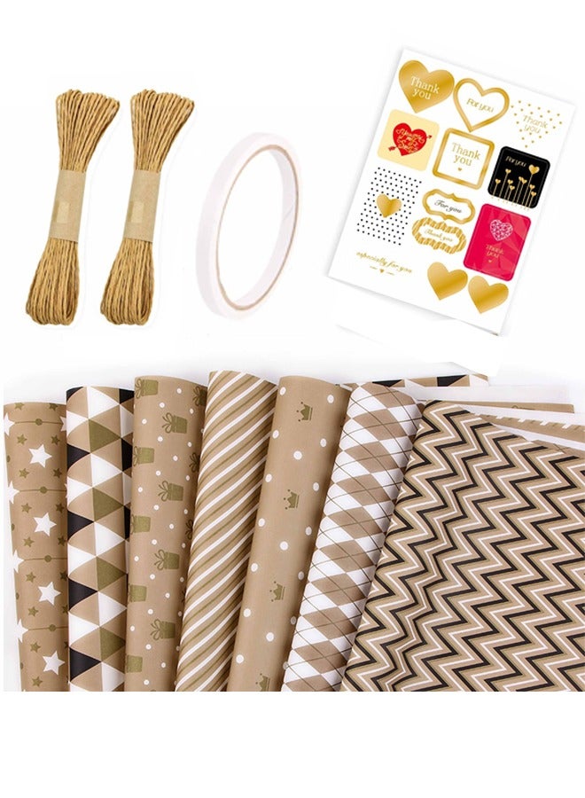 ZCM-HAPPY Premium Gift Wrapping Set with Double-Sided Tape, Decorative Ropes and Stickers - Elegant Luxury Wrapping Paper Kit for All Occasions - Image 1