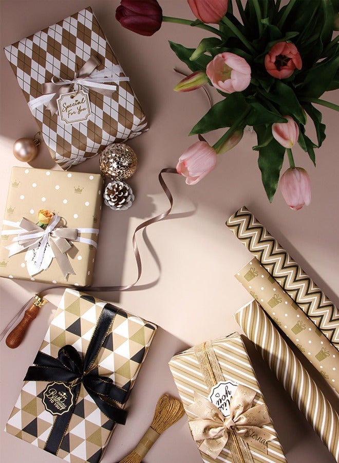 ZCM-HAPPY Premium Gift Wrapping Set with Double-Sided Tape, Decorative Ropes and Stickers - Elegant Luxury Wrapping Paper Kit for All Occasions - Image 3