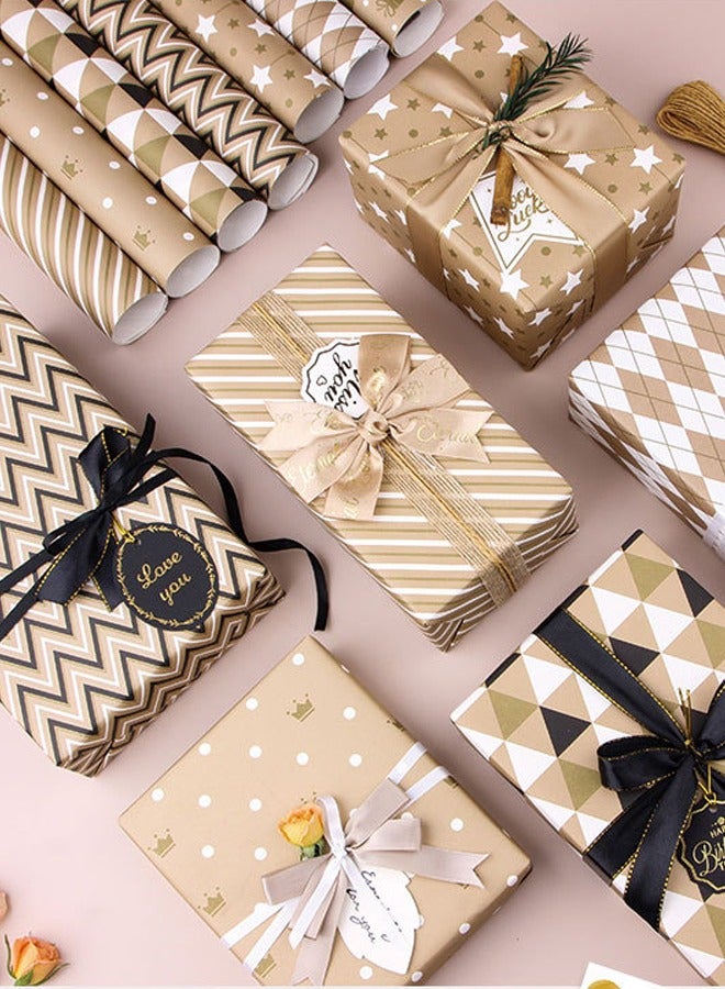ZCM-HAPPY Premium Gift Wrapping Set with Double-Sided Tape, Decorative Ropes and Stickers - Elegant Luxury Wrapping Paper Kit for All Occasions - Image 5