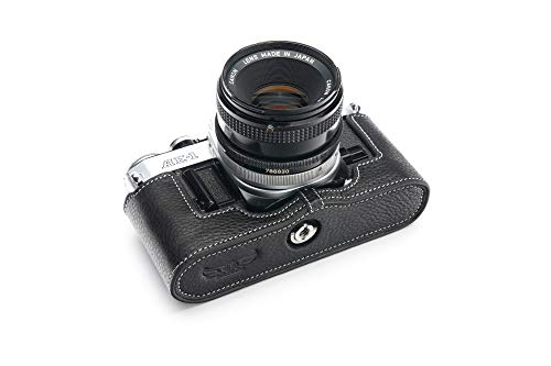 BolinUS A-1 Case, BolinUS Handmade Genuine Real Leather Half Camera Case Bag Cover for Canon AE-1 A-1 (NO Handle) Camera with Hand Strap (Black) - Image 3