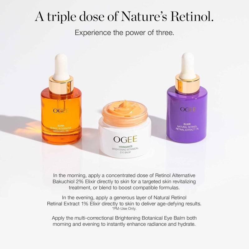 Ogee Natural Retinol Trio Botanical Eye Balm Bakuchiol 2 Elixir Retinal Extract 1 Elixir - Image 2