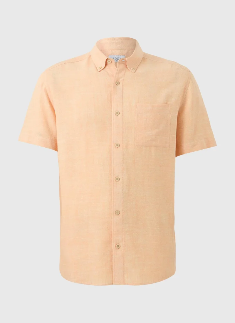 Matalan Peach Dyed Linen Blend Shirt