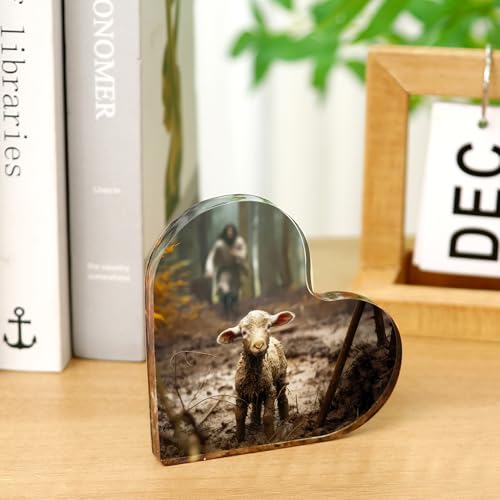Ploceiny "Christian Appreciation Gifts For Women Plaque - Inspirational Jesus and Lamb Decor, Spiritual Gift for Women, Ideal for Birthdays, Baptism, or Home Decorations, Perfect for Mom, Sister, Friend, or Coworker, Religious Keepsake for Females" (4"x4")D-239 - Image 2