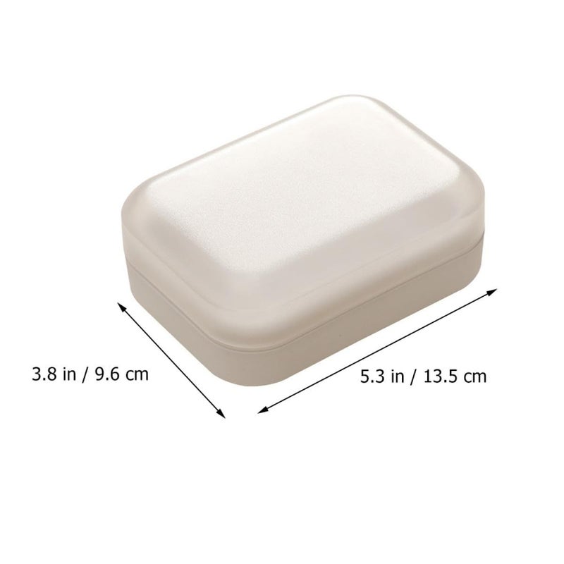 White Plastic 2pcs Soap Dish With Lid Draining Holder for Shower - Image 3