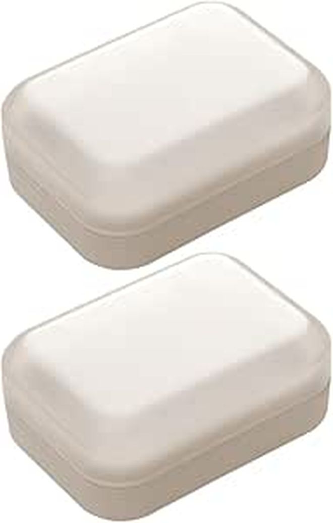 White Plastic 2pcs Soap Dish With Lid Draining Holder for Shower - Image 1