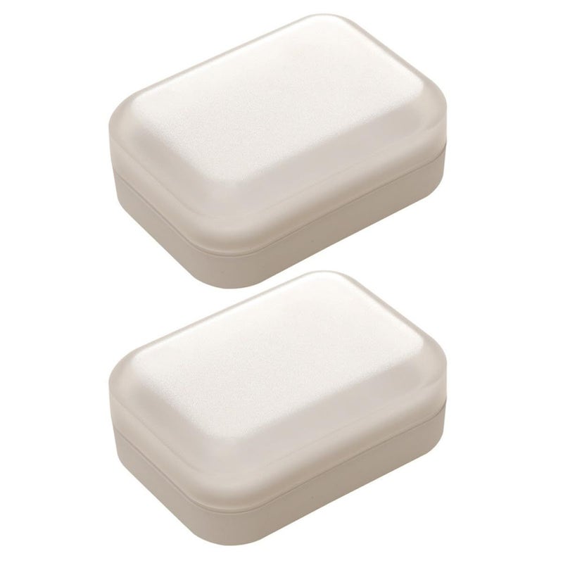 White Plastic 2pcs Soap Dish With Lid Draining Holder for Shower - Image 2
