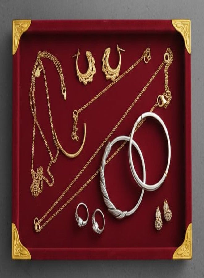 SENTONI Velvet Jewellery Finding Beading Tray Finding Display Organiser Perfect for Necklaces and Bracelets Jewellery Cosmetic Organizer Tray 12x9 Inch Pack of 2 -Maroon - Image 3