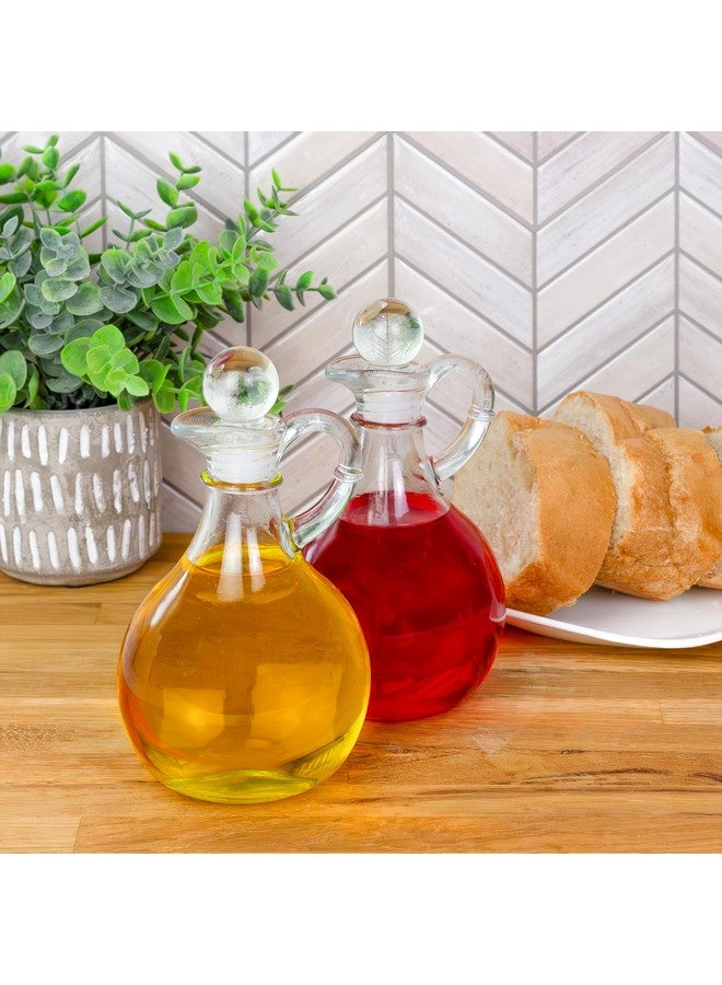 Cornucopia Brands Cornucopia Glass Oil and Vinegar Cruets (Set of 2); Round Glass Oil Dispenser Bottles with Stoppers  - Image 2