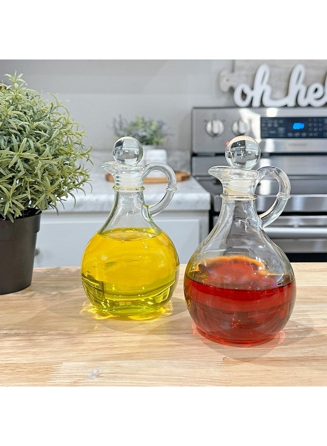 Cornucopia Brands Cornucopia Glass Oil and Vinegar Cruets (Set of 2); Round Glass Oil Dispenser Bottles with Stoppers  - Image 5