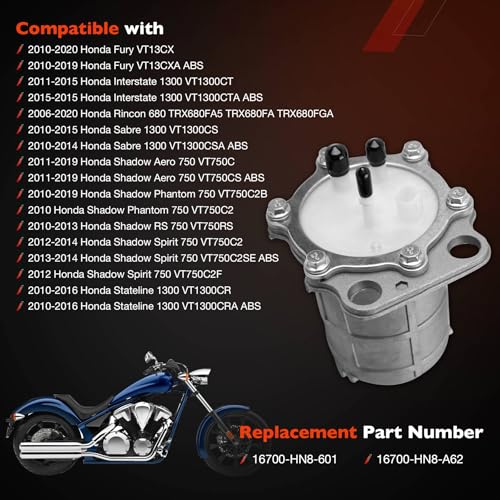 ATRACYPART 16700HN8601 Fuel Pump Compatible with Honda FuryInterstate 1300 Rincon 680 Sabre 1300 Shadow Aero 750 Phantom 750 RS 750 Spirit 750 Stateline 1300 Replace 16700HN8A62 - Image 3