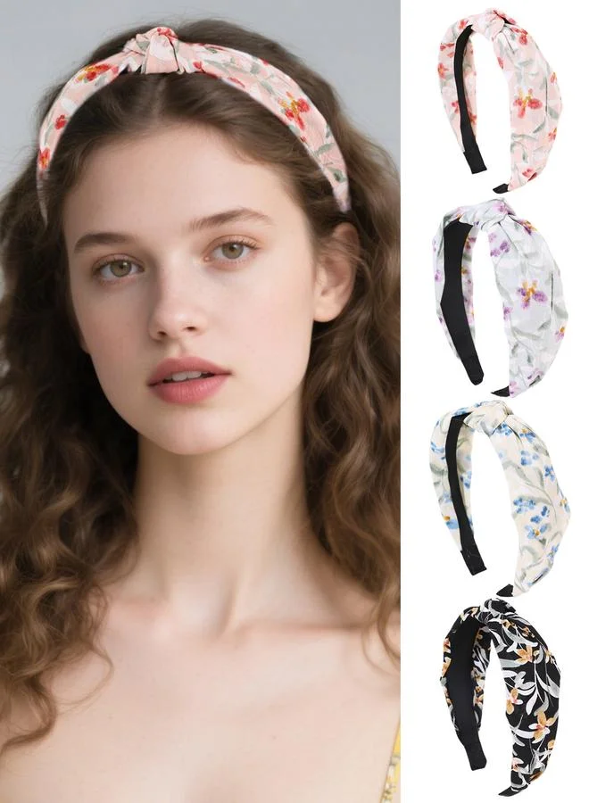 Take Two Set of 4 - Flower Print Knot Headband