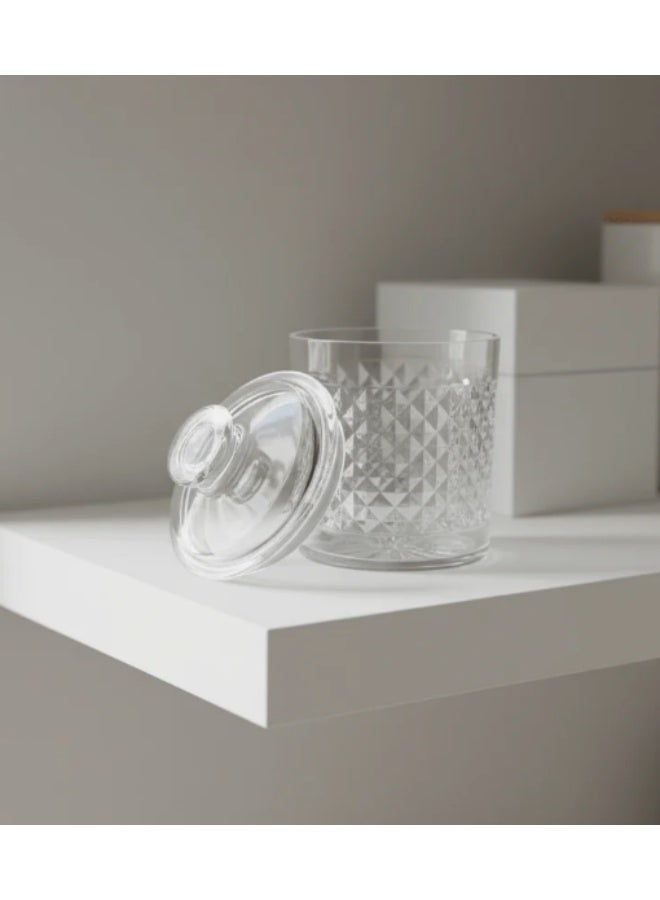 AKDC Luxury Diamond-Pattern Round Airtight Acrylic Storage Canister – Transparent Decorative Jar with Lid, 800 ml - Image 2