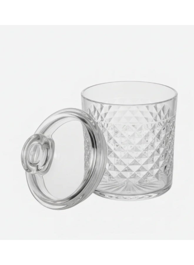 AKDC Luxury Diamond-Pattern Round Airtight Acrylic Storage Canister – Transparent Decorative Jar with Lid, 800 ml - Image 3