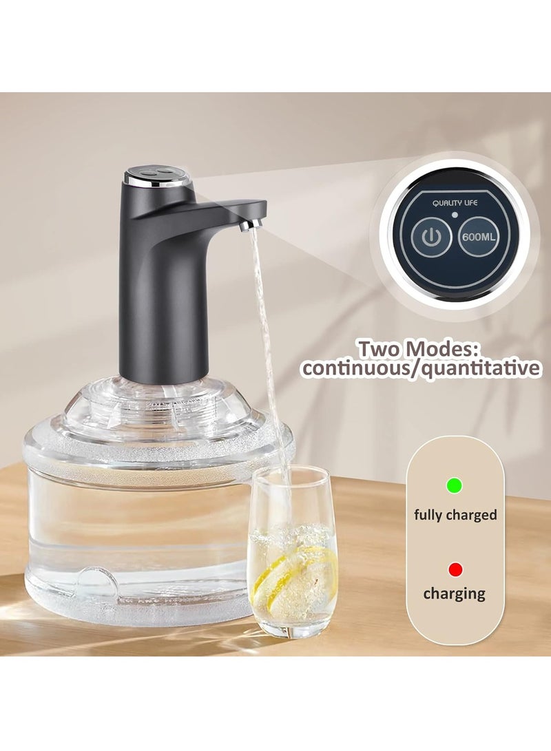 Electric Water Dispenser Pump for 2–5 Gallon Bottles, USB Rechargeable with 600ml/Continuous Mode, 800mAh Battery, Automatic Drinking Water Pump with Silicone Hose & USB Cable KW-48706  - Image 3