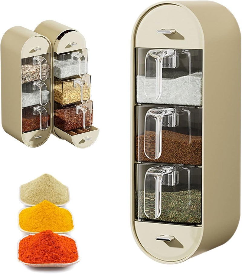 comfrt Wall-Mounted Spice Organizer - [2023 New] 5-Layer Clear Acrylic Spice Shelf Storage Holder - Non-Punching Seasoning Rack Organizer - Home Kitchen Organization for Seasoning (Khaki) - Image 1