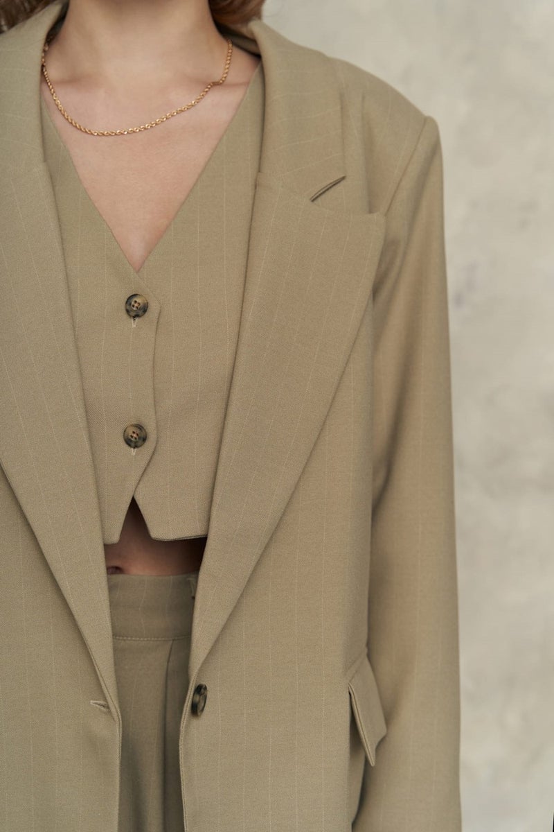Mai Polly Olive Green Triple Jacket Set  - Image 3